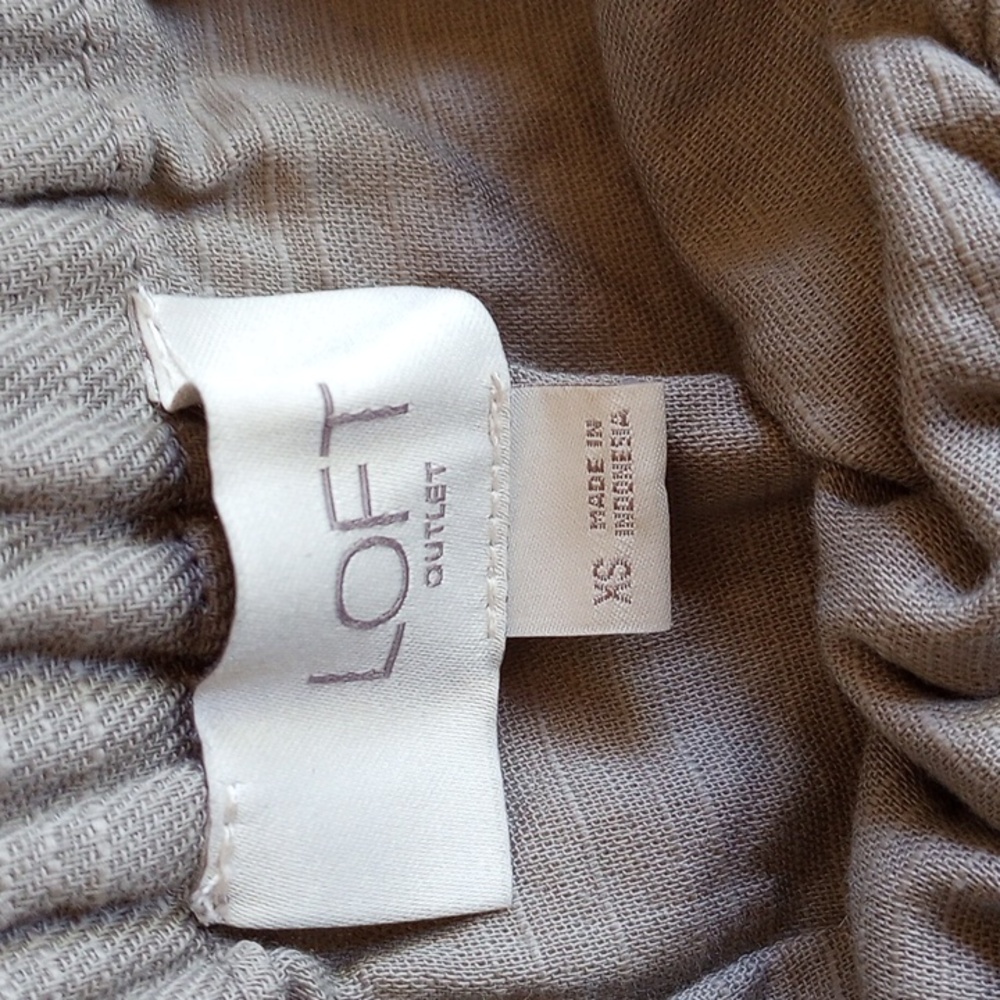 Loft 100% Cotton Linen-Weave Skirt XS Light Khaki  - 50off3 - Picture 3 of 6